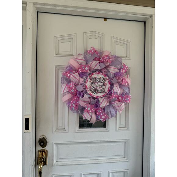 Jesus is the Reason for the Season Christmas Wreath, Handmade Candy-Themed Decor - Picture 7 of 7